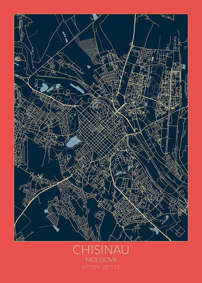 Chisinau Map Red Blue