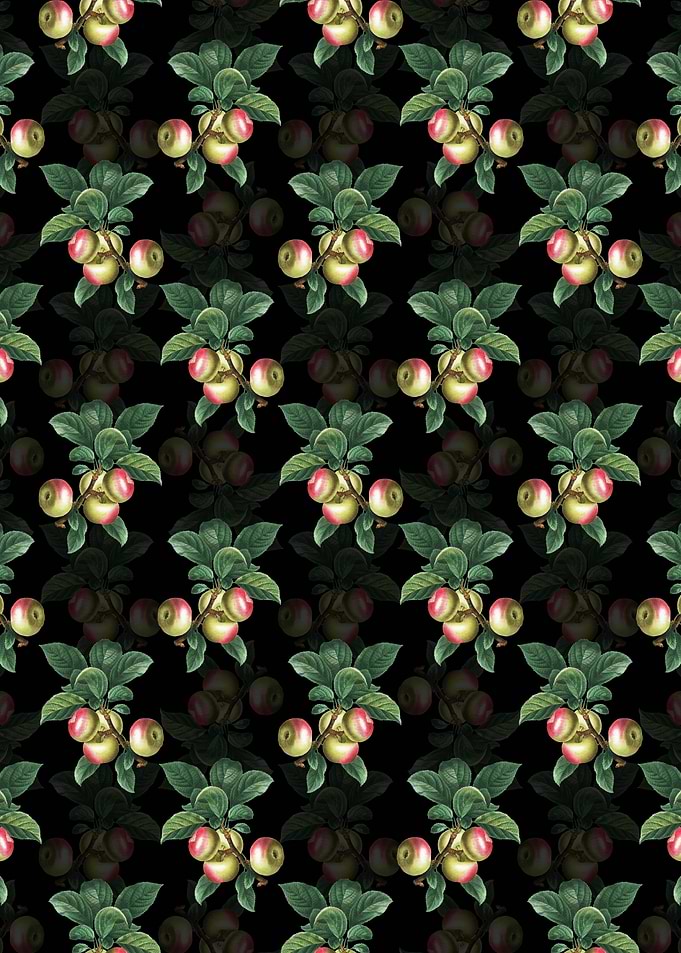 Black Floral Apple Pattern