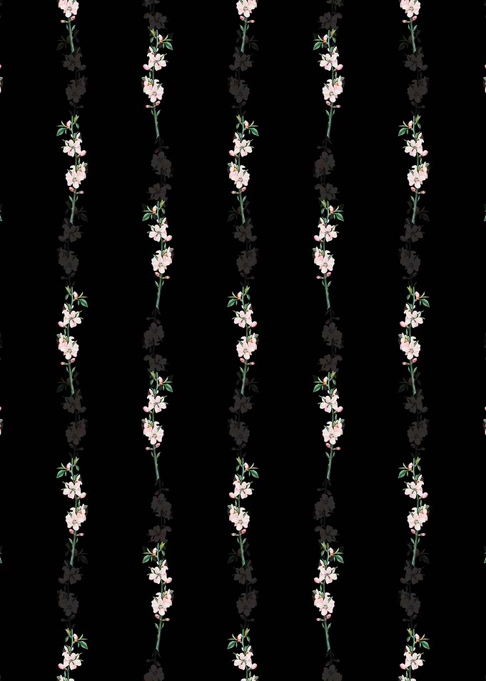 Black Peach Flower Pattern