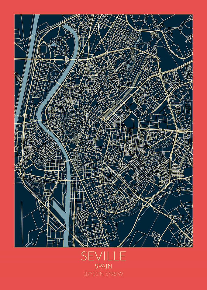 Seville Map Red Blue