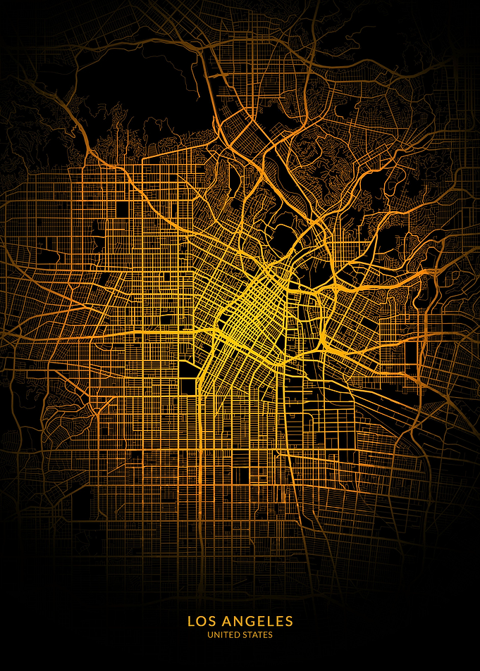 Los Angeles City Map Gold