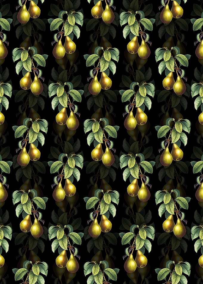 Black Floral Pear Pattern