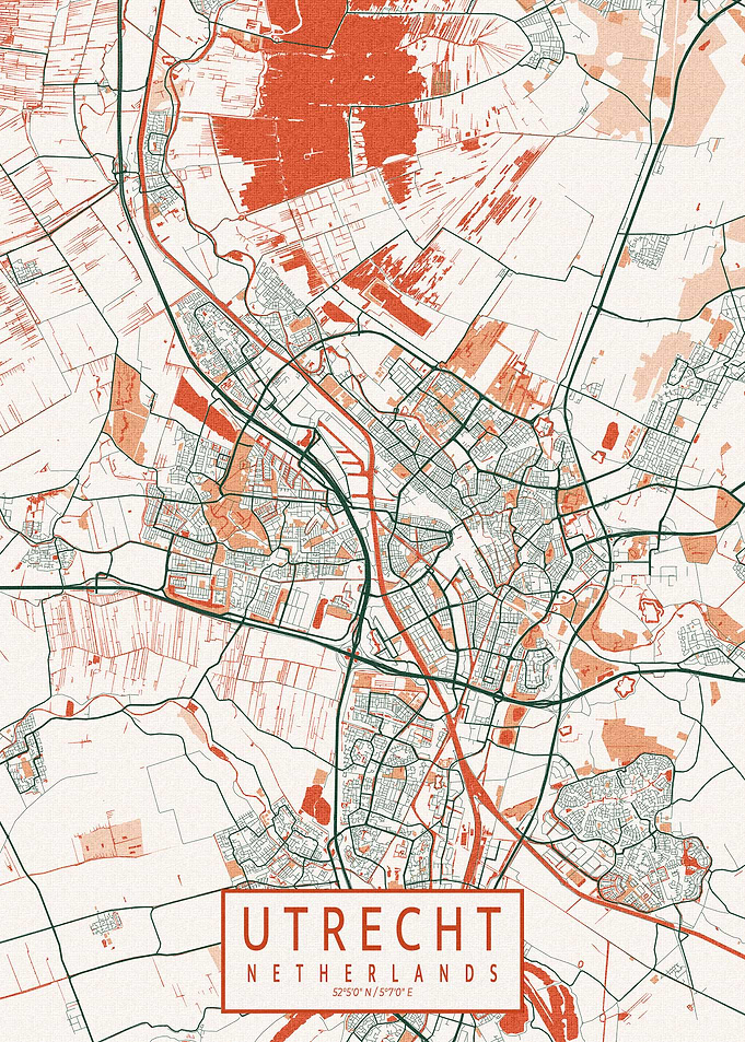 Utrecht City Map Bohemian