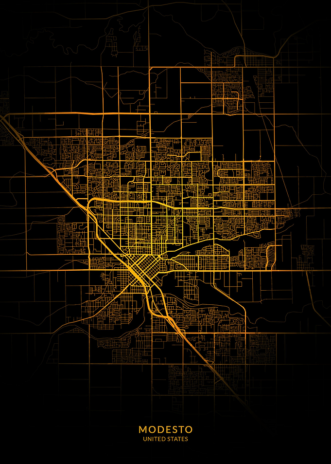 Modesto City Map Gold