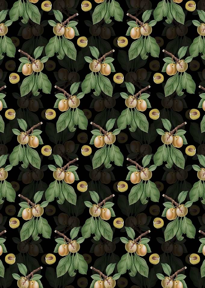 Black Floral Prune Pattern
