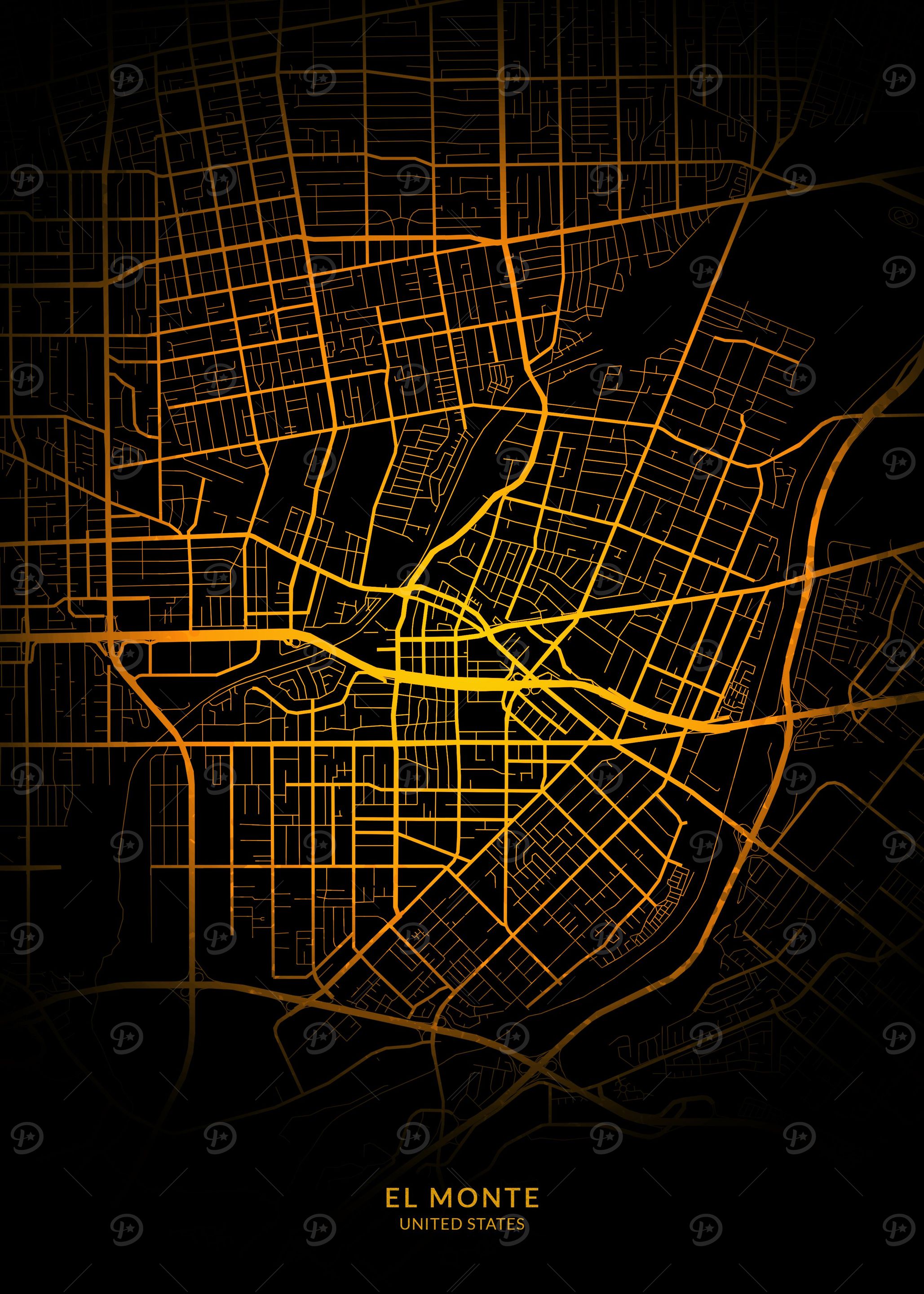 El Monte City Map Gold