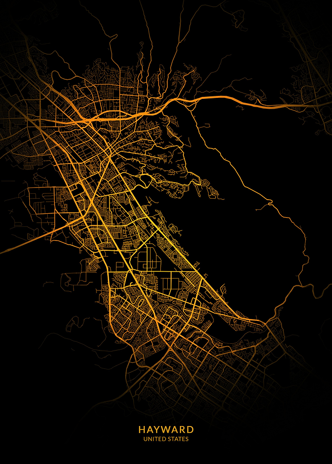 Hayward City Map Gold