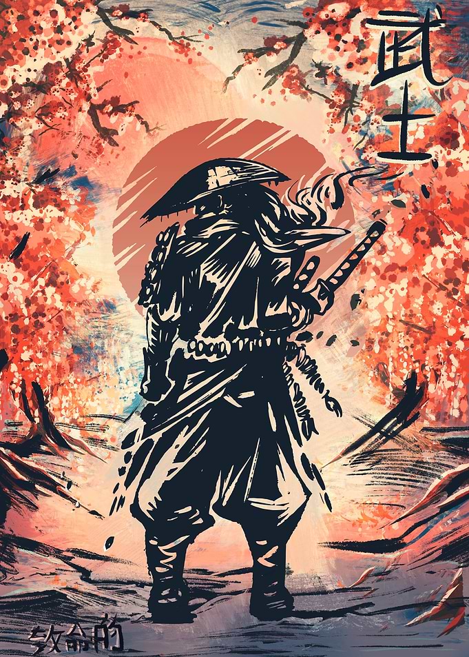 Samurai Painting in moon