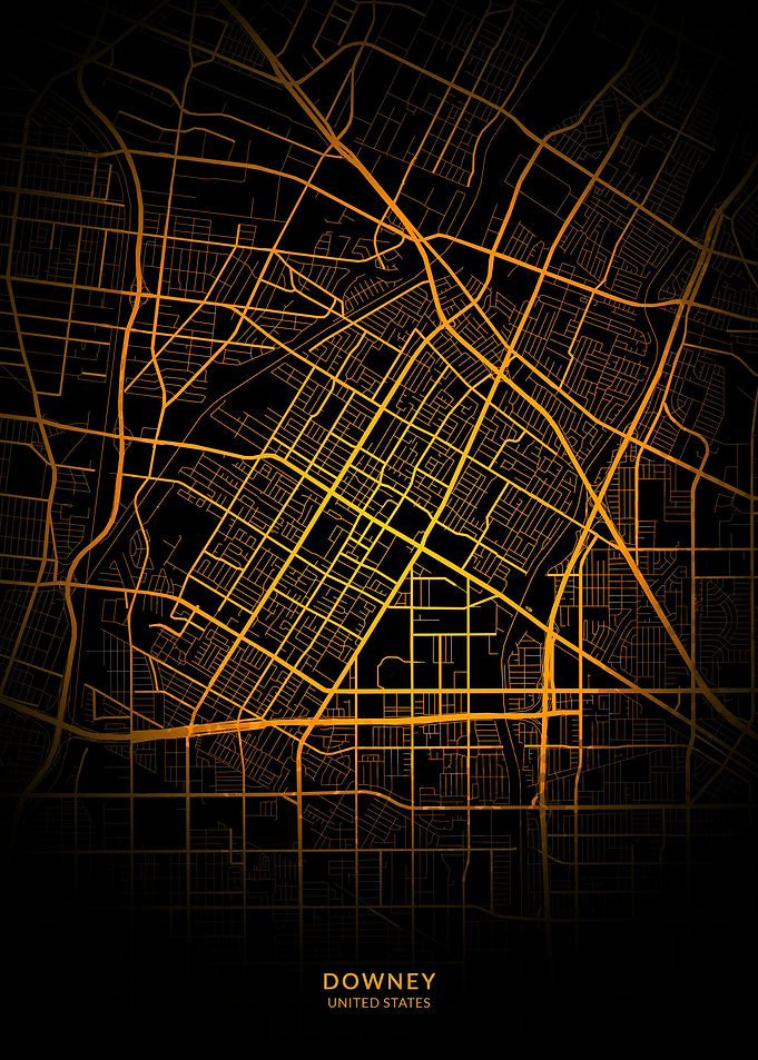 Downey City Map Gold
