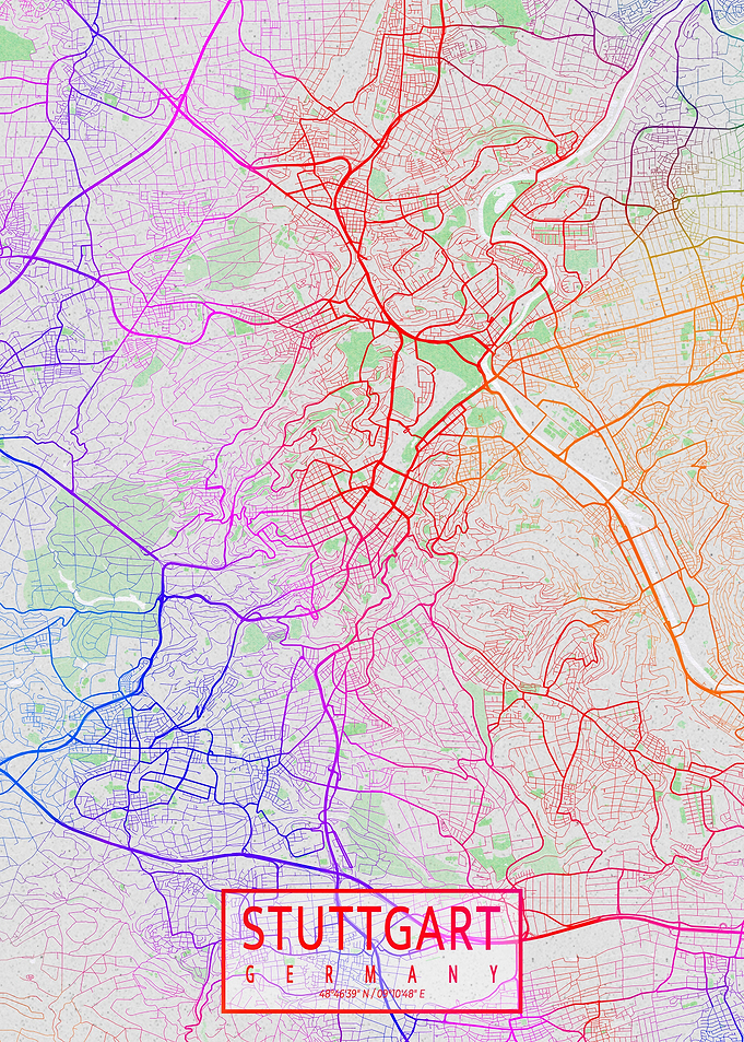 Stuttgart Map Colorful