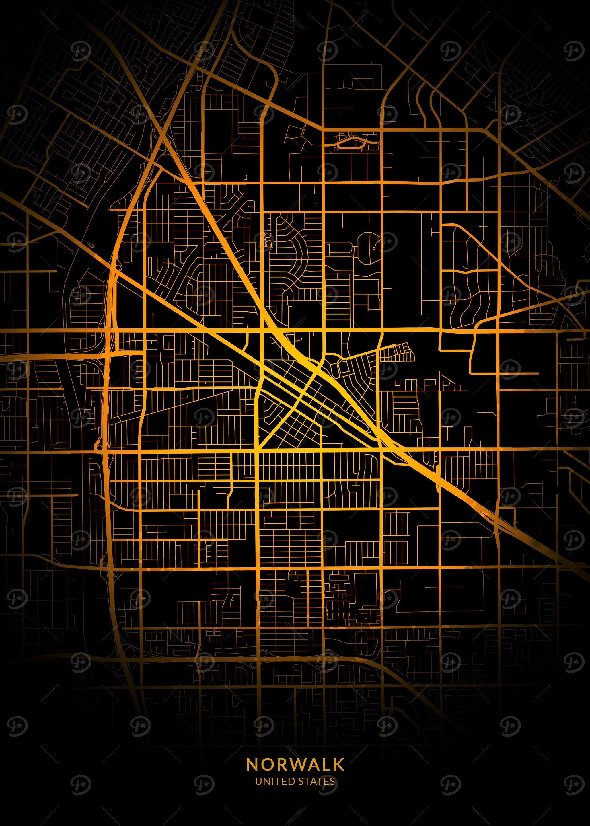 Norwalk City Map Gold