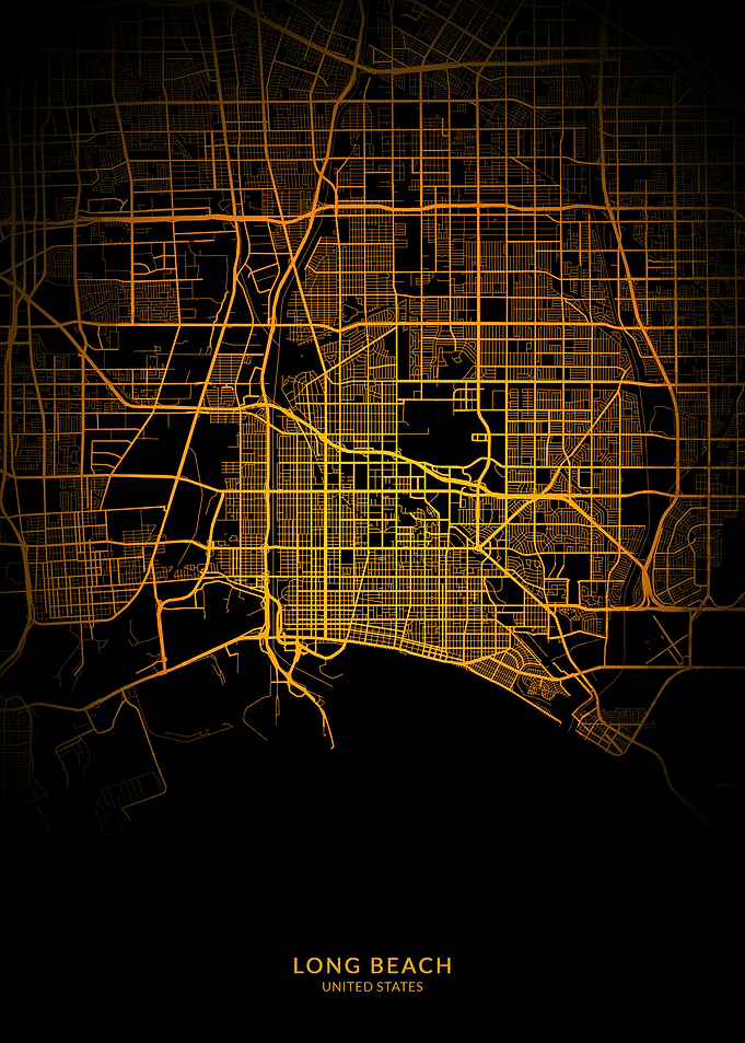 Long Beach City Map Gold