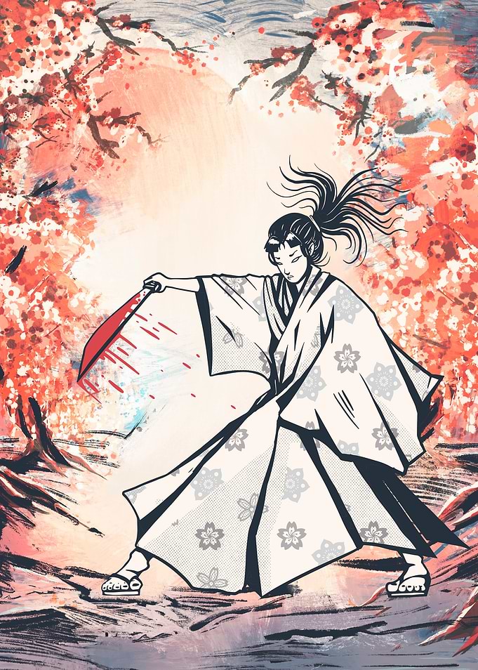 Woman samurai wash