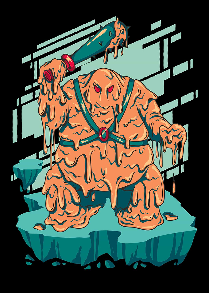 Lava monster with a weapon