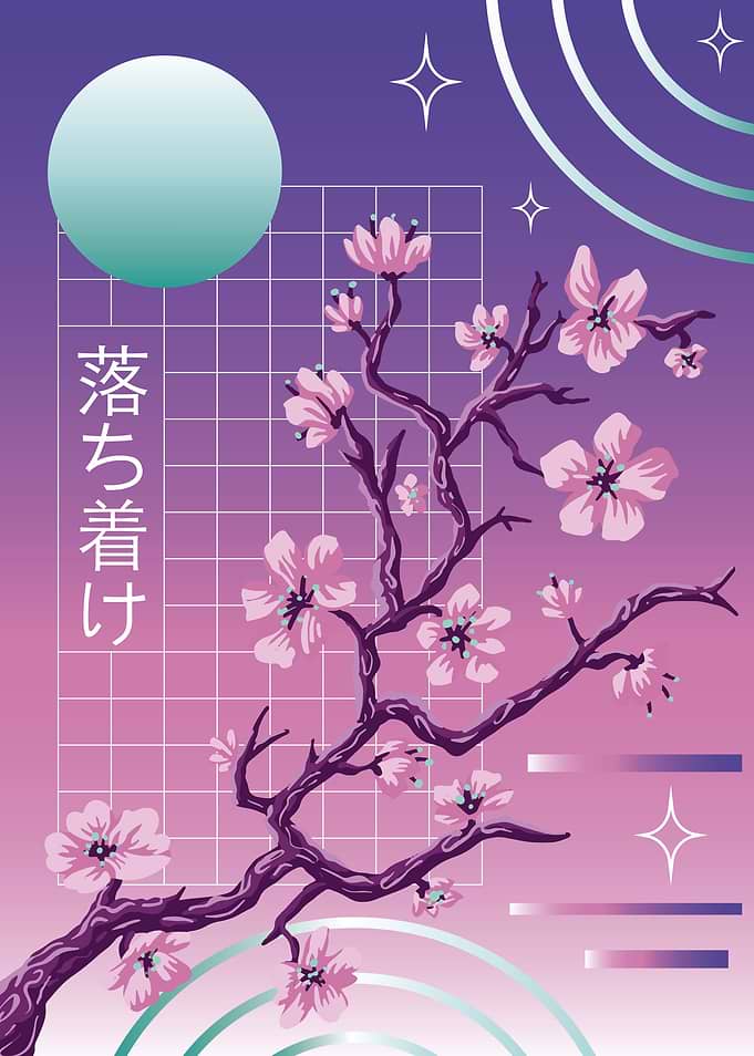 Japanese sakura vaporwave