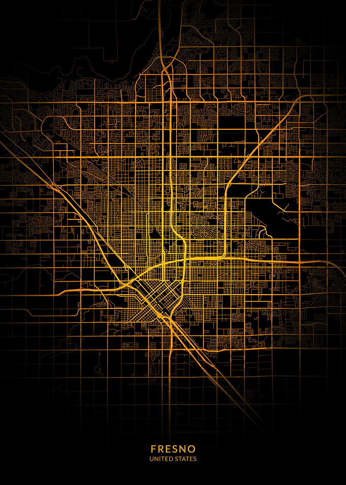 Fresno City Map Gold