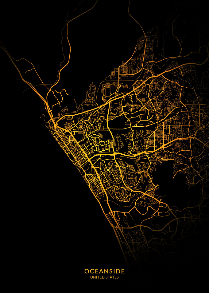 Oceanside City Map Gold