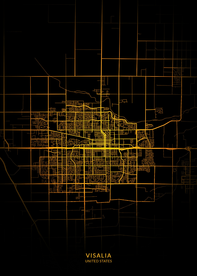 Visalia City Map Gold