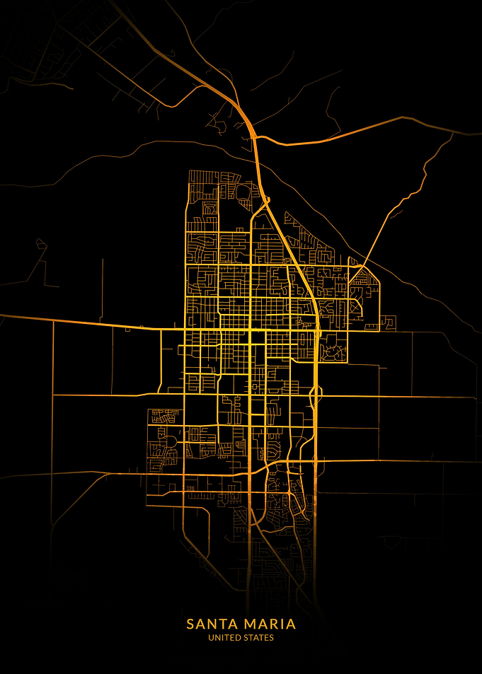 Santa Maria City Map Gold