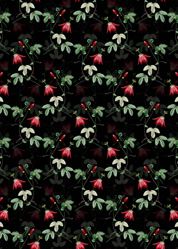 Red Passion Flower Pattern