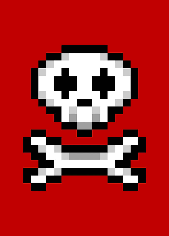 Pixel art skull and bone s