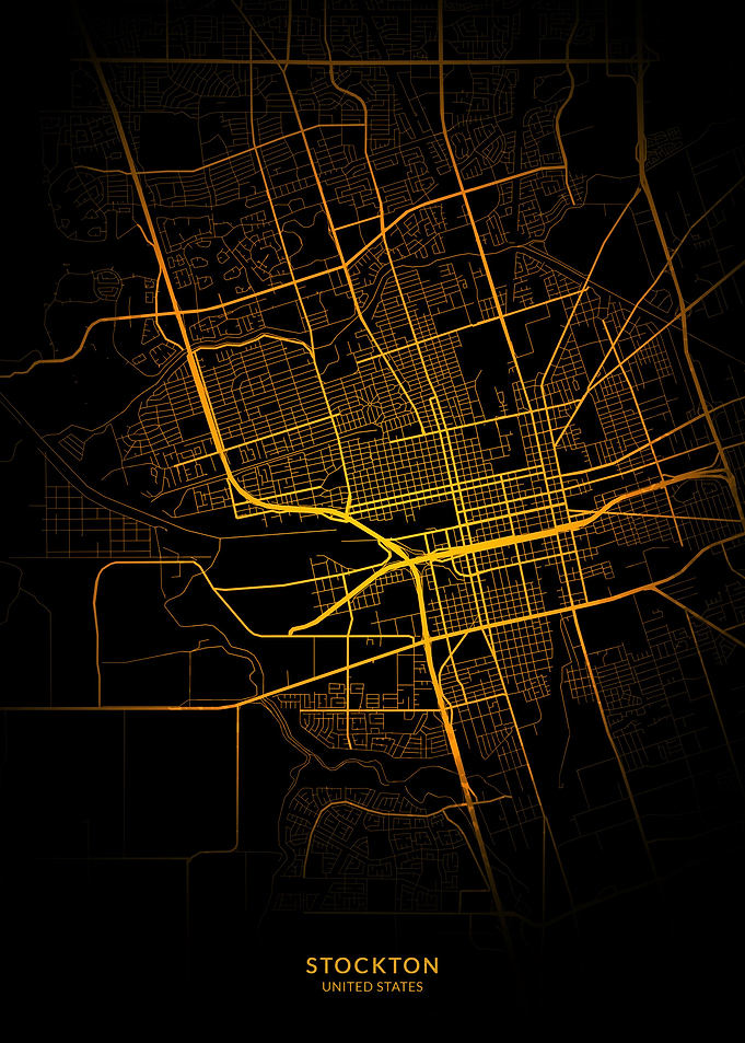 Stockton City Map Gold