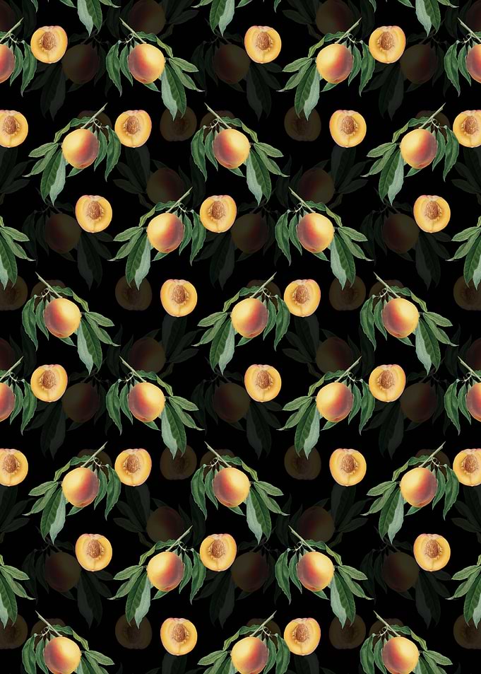 Black Floral Peach Pattern