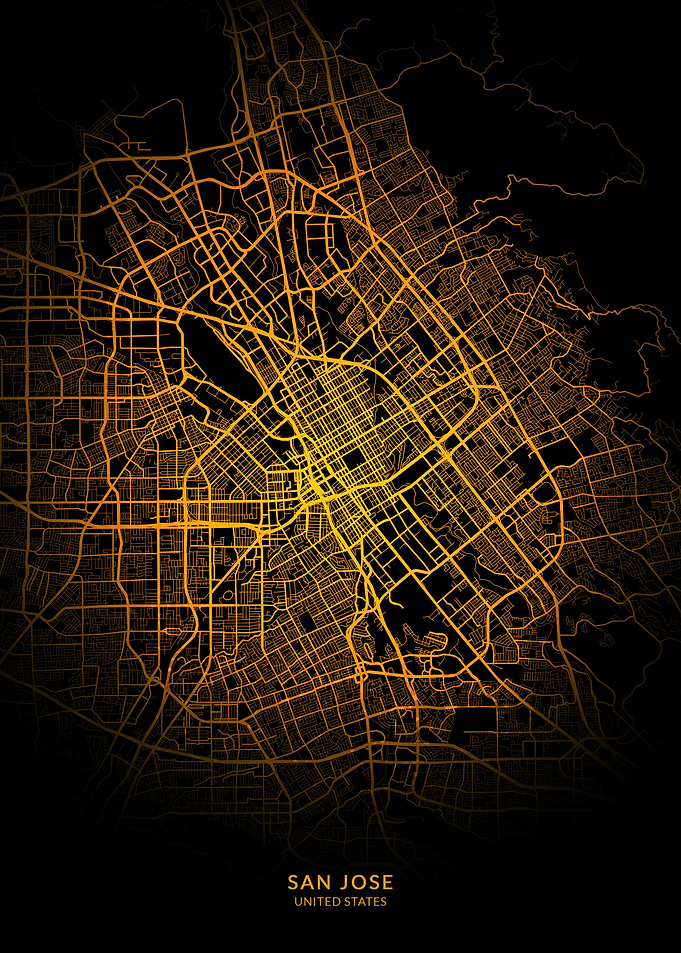 San Jose City Map Gold