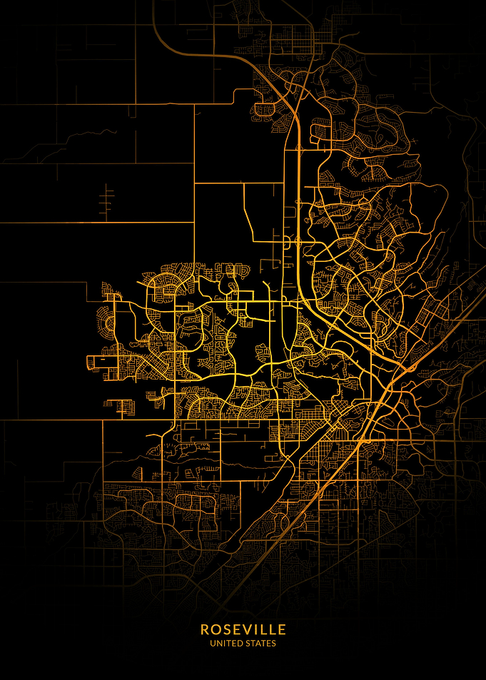 Roseville City Map Gold