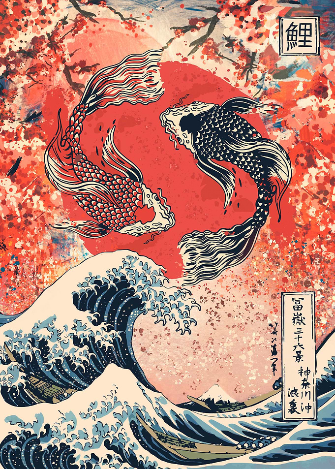 Yin yang koi fish painting