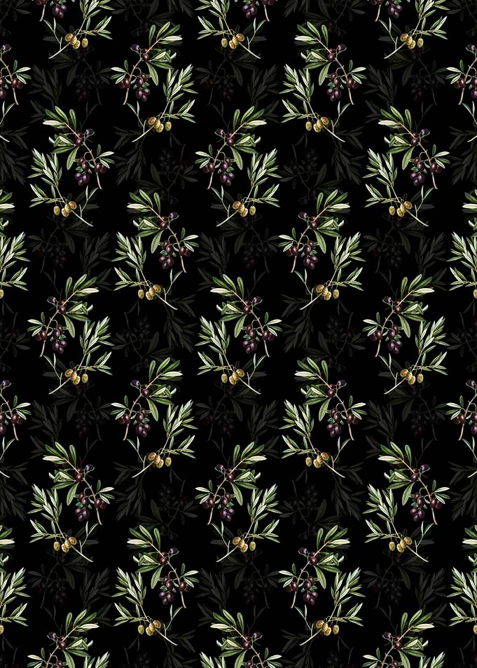 Black Floral Olive Pattern