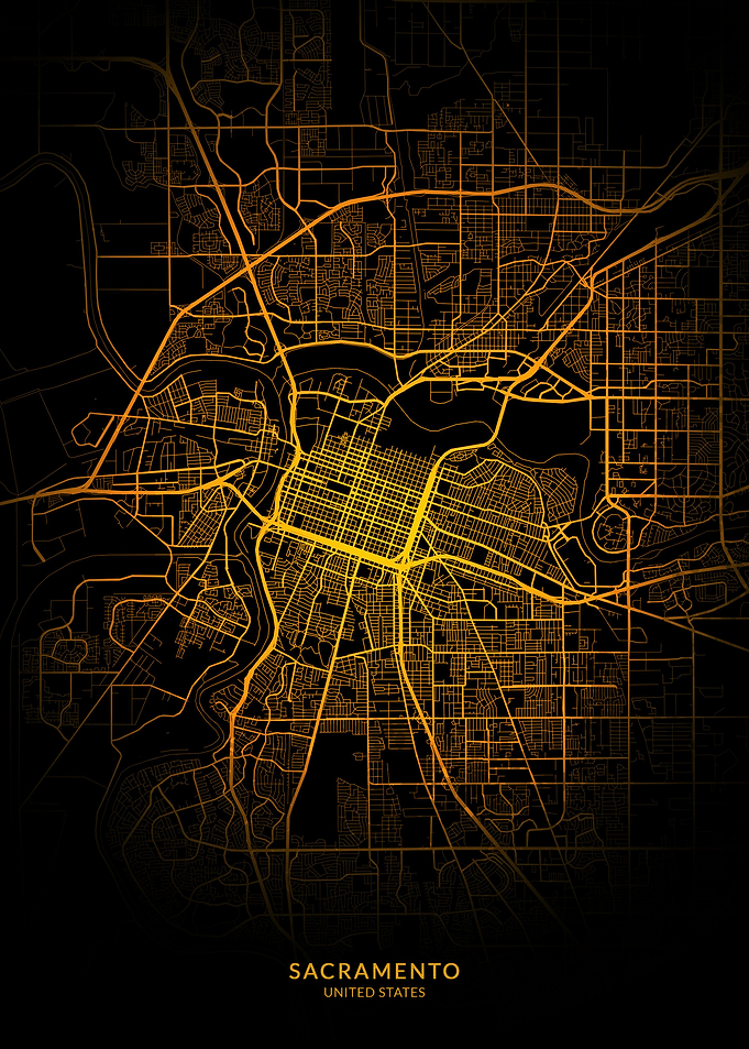Sacramento City Map Gold