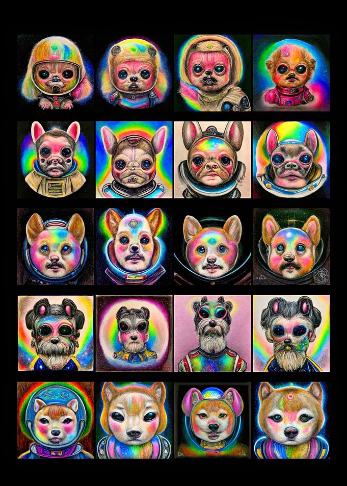Cute Dog Space Astronauts