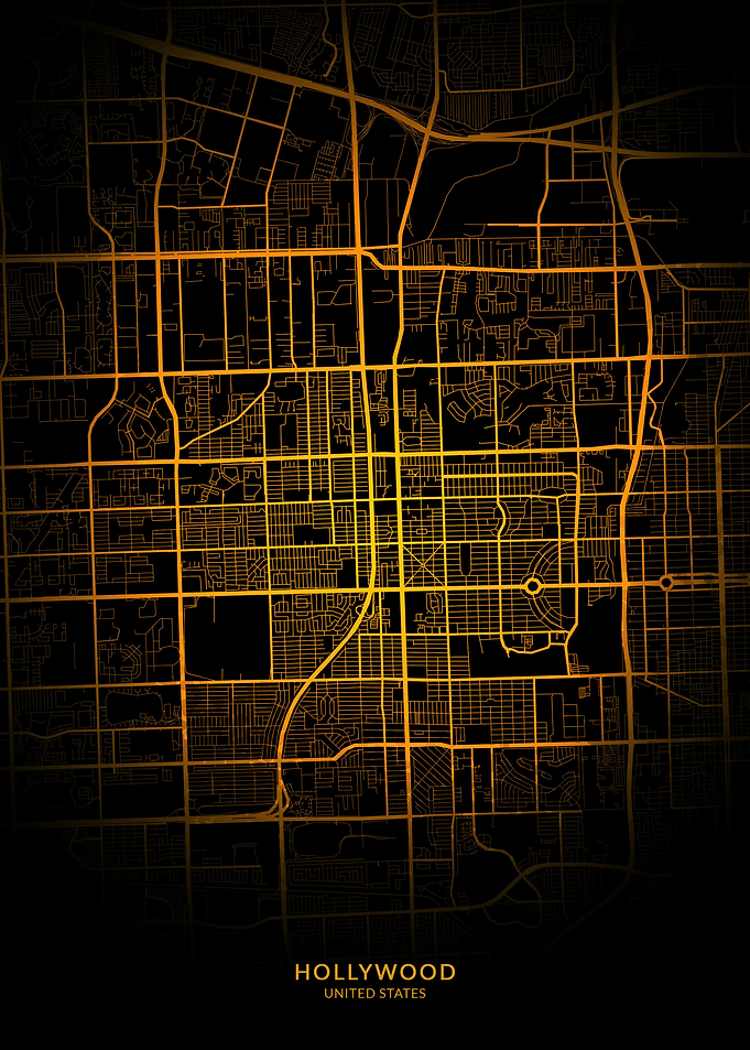 Hollywood City Map Gold