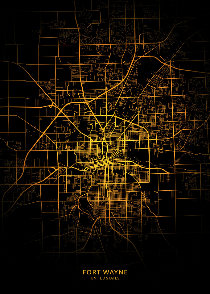Fort Wayne City Map Gold