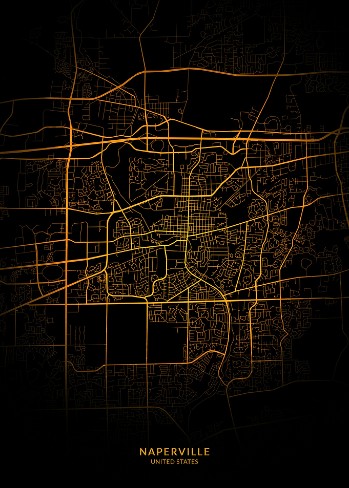 Naperville City Map Gold