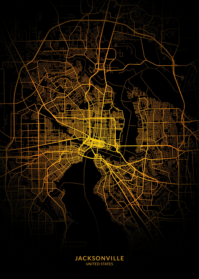 Jacksonville City Map Gold