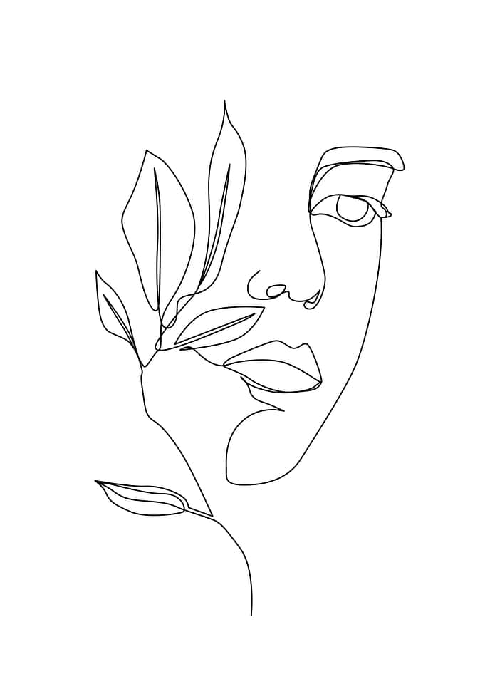Girl Face One Line Art