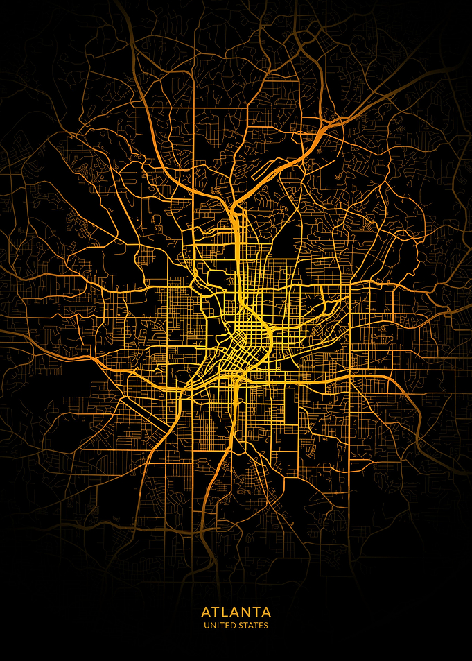 Atlanta City Map Gold