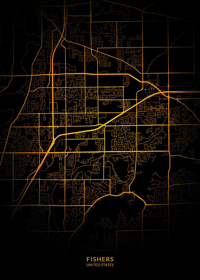 Fishers City Map Gold