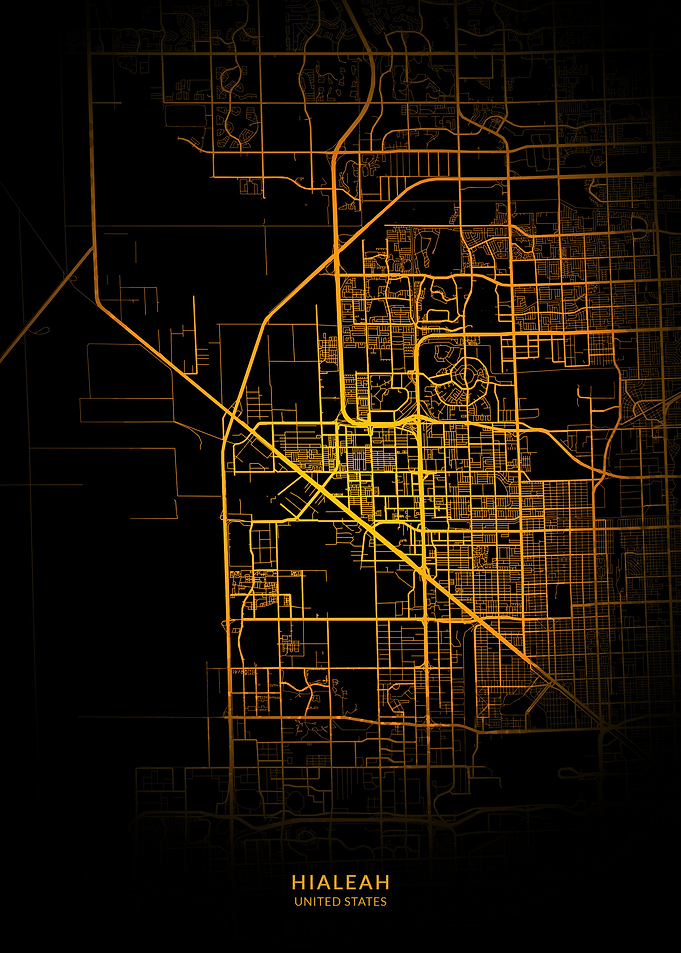 Hialeah City Map Gold