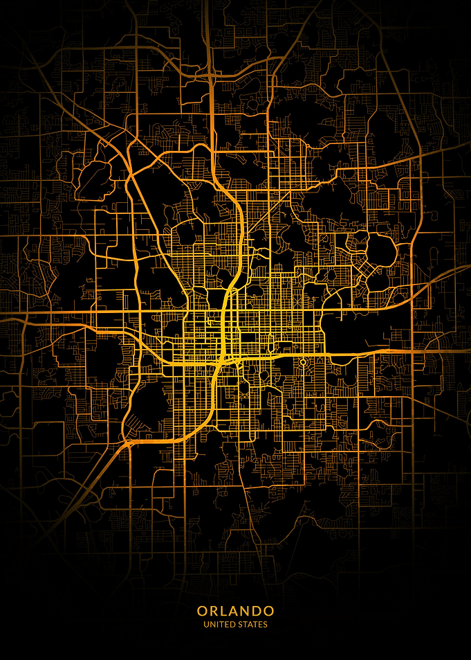 Orlando City Map Gold