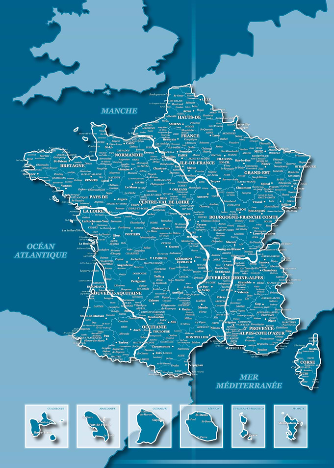 Map of France : Blue