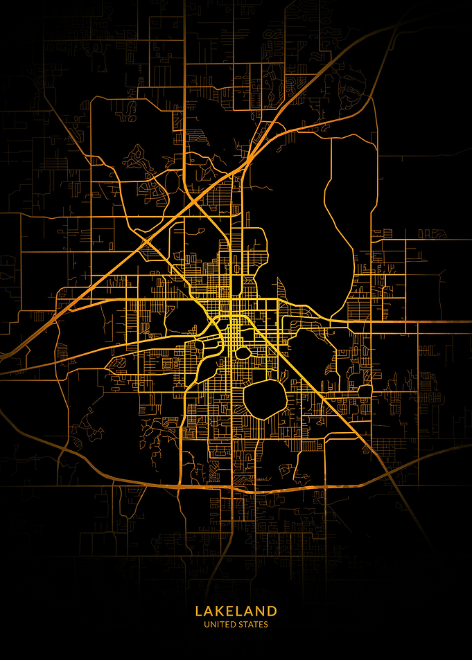 Lakeland City Map Gold