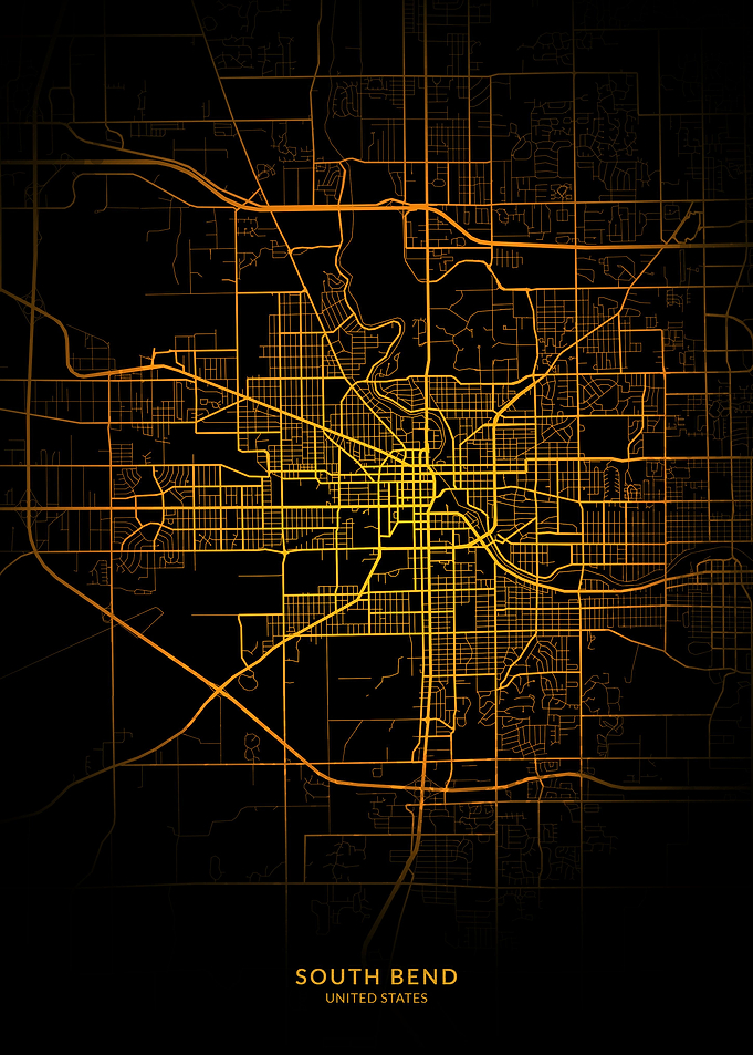 South Bend City Map Gold