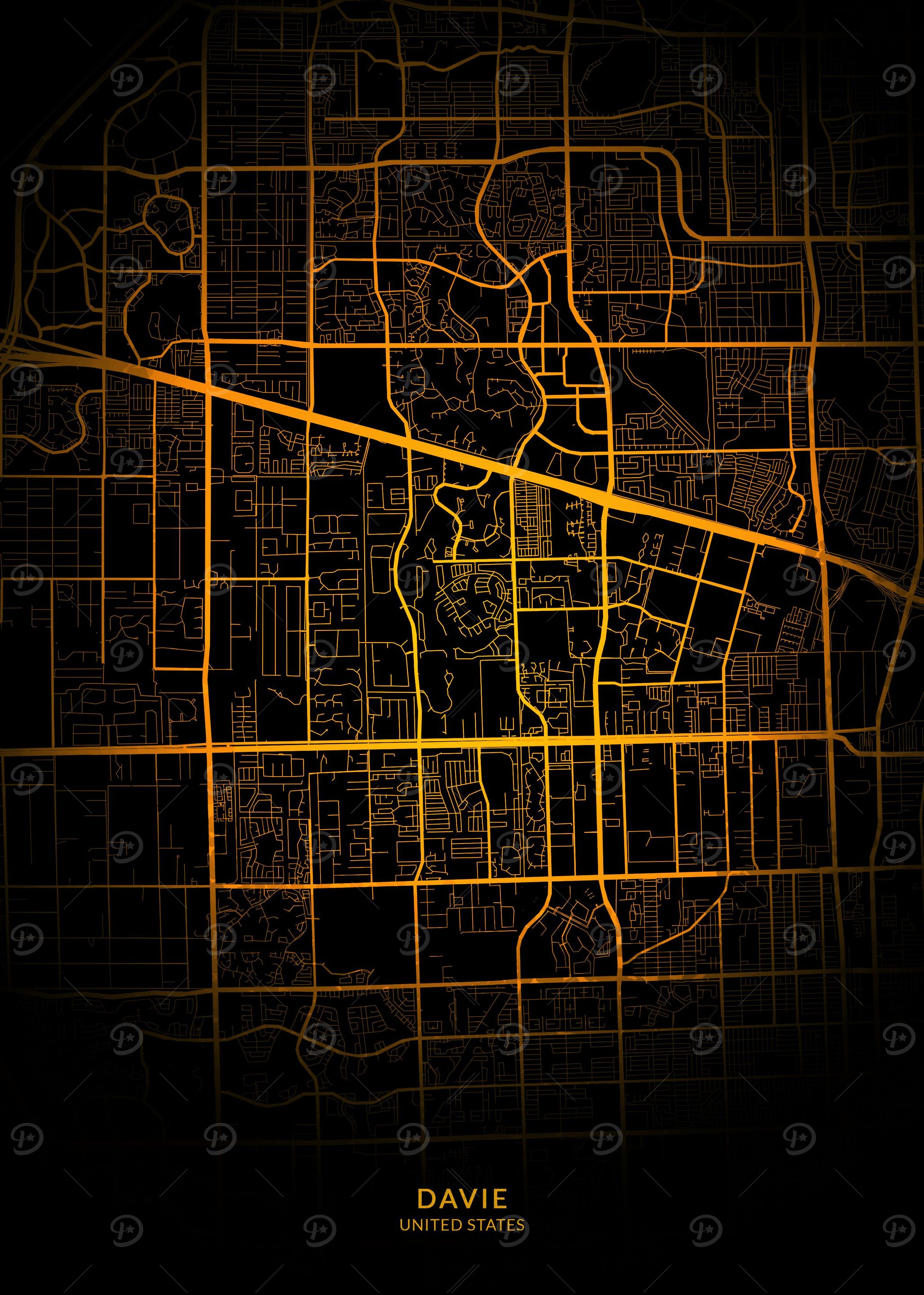 Davie City Map Gold