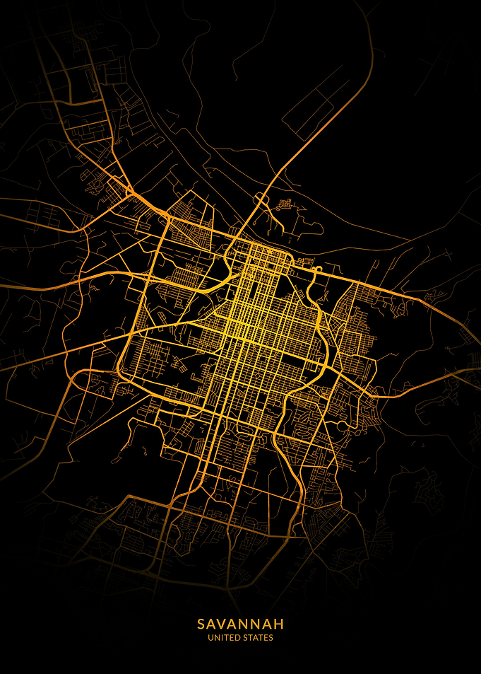 Savannah City Map Gold