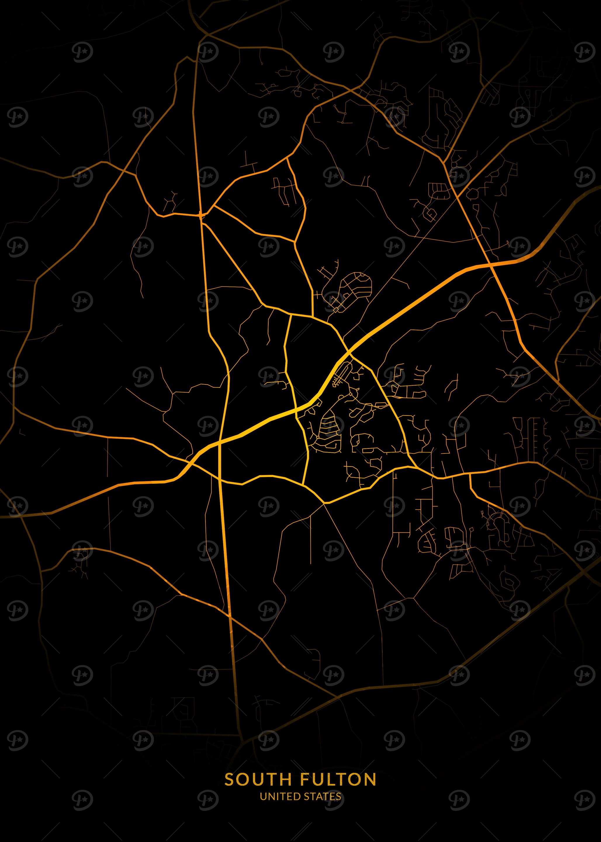 South Fulton City Map Gold