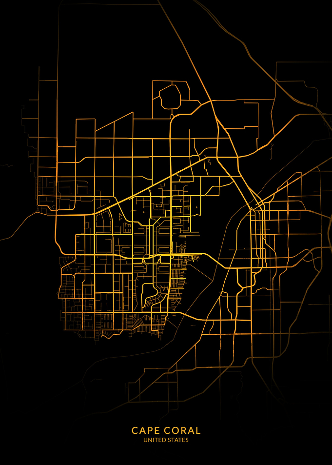 Cape Coral City Map Gold
