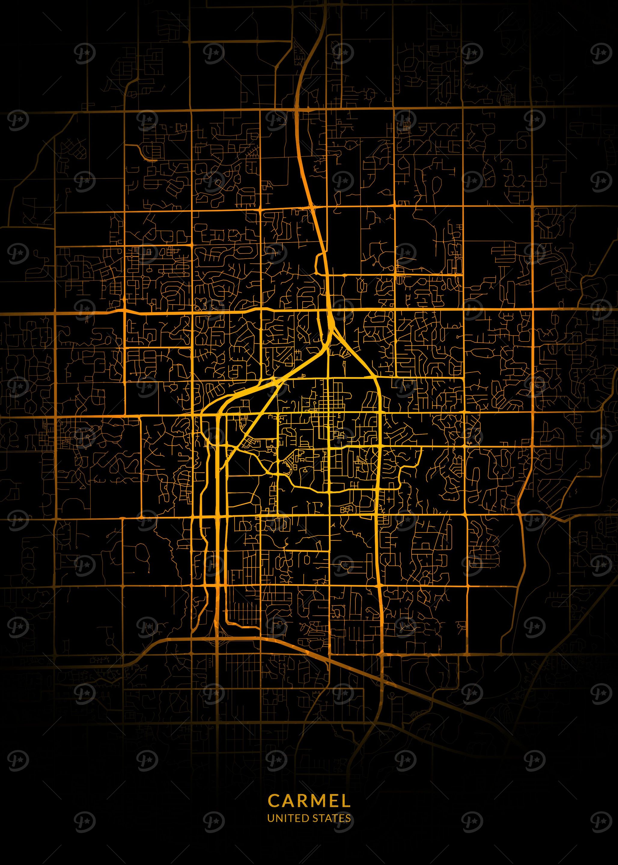 Carmel City Map Gold